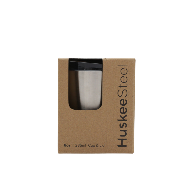 HuskeeSteel 8oz Coffee Cup (Brushed Steel)